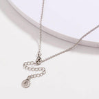 Silver drop necklace chain and clasp with five cubic zirconia dangle stones