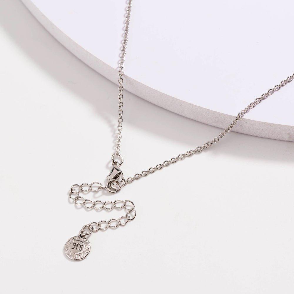 Silver drop necklace chain and clasp with five cubic zirconia dangle stones