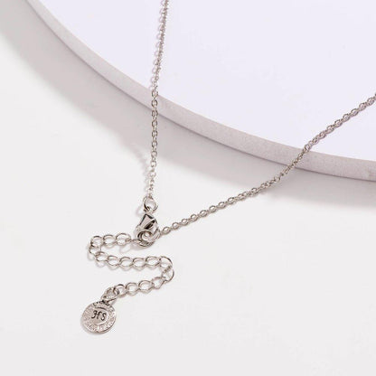 Silver drop necklace chain and clasp with five cubic zirconia dangle stones