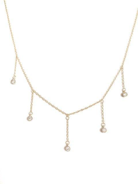Dainty gold drop necklace with five clear cubic zirconia dangle stones