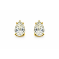 Pear-shaped solitaire earrings with clear crystal and gold prong settings
