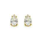 Pear-shaped solitaire earrings with clear crystal and gold prong settings