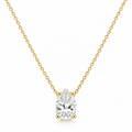Gold pear-shaped solitaire pendant necklace with clear round stones and cable chain