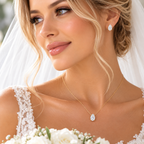 Pear solitaire necklace with teardrop pendant on fine gold chain