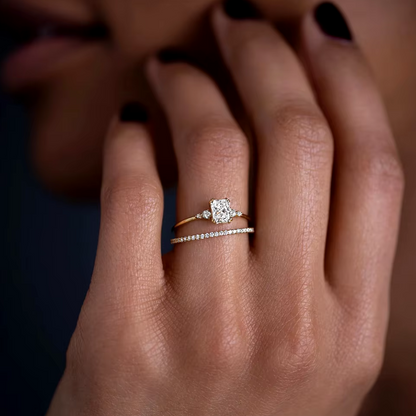 Stellar Elegant Ring with Radiant AAAAA Cubic Zirconia