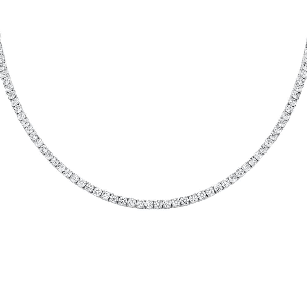 Silver cubic zirconia tennis choker necklace, continuous row of small round stones