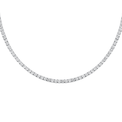 Silver cubic zirconia tennis choker necklace, continuous row of small round stones