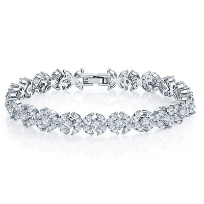 Silver tennis bracelet with round and marquise cubic zirconia stones and clasp