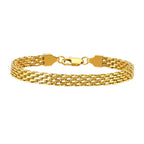 Gold tone double link chain bracelet with clasp and extender
