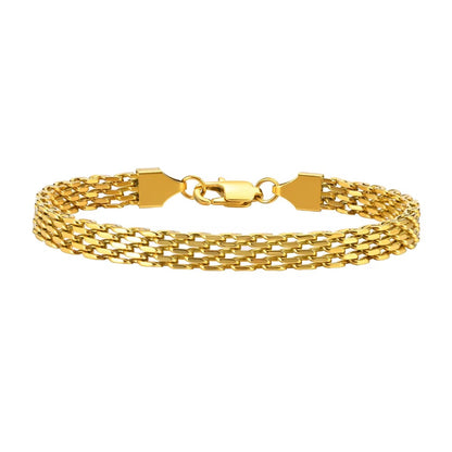 Gold tone double link chain bracelet with clasp and extender