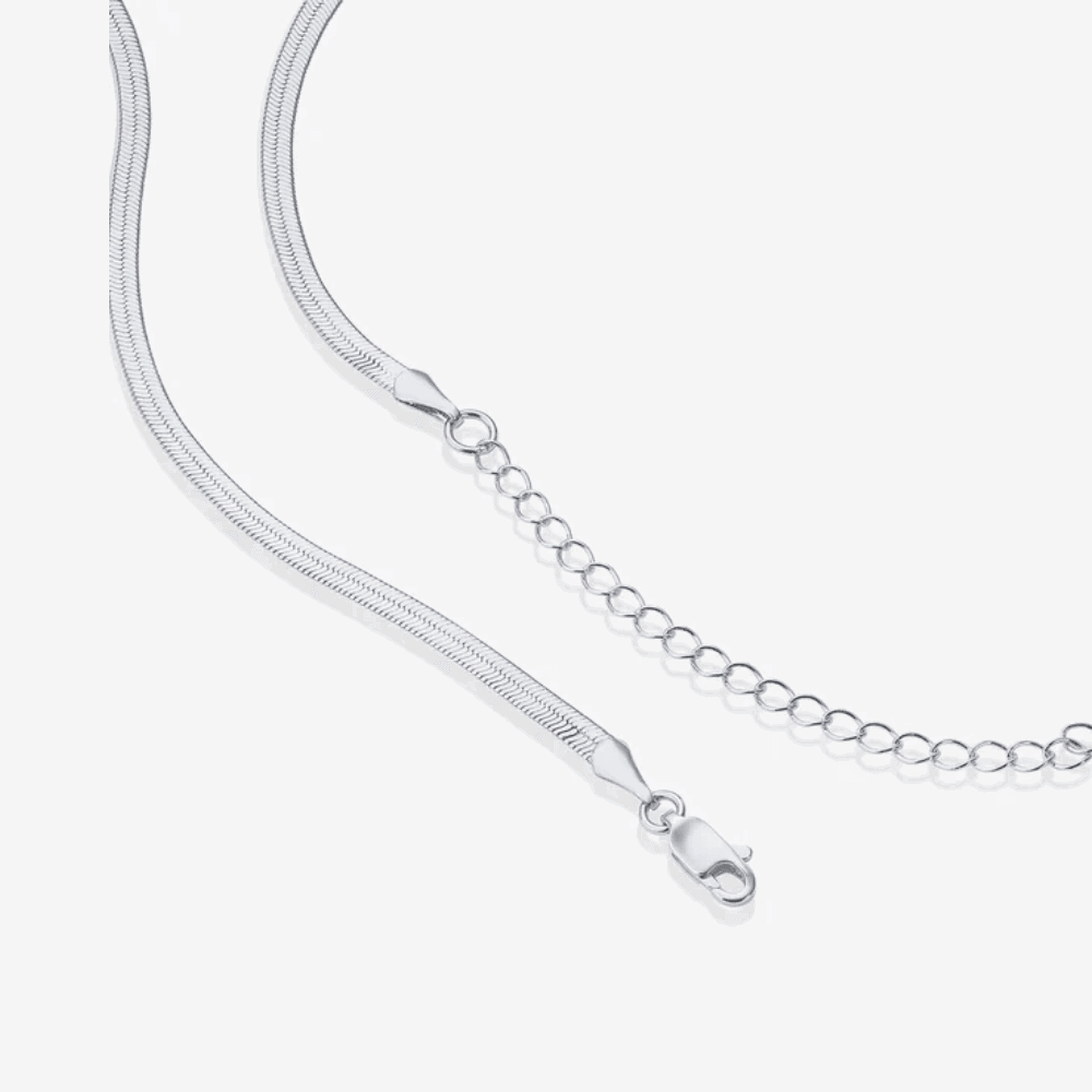 Silver snake chain necklace with lobster clasp and extension links