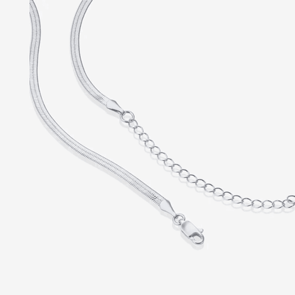 Silver snake chain necklace with lobster clasp and extension links
