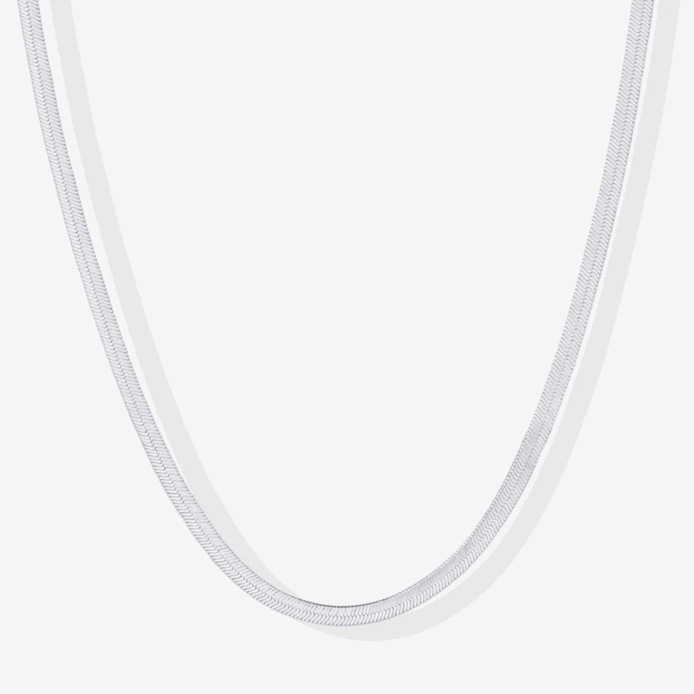 Silver snake chain necklace with sleek rounded link design