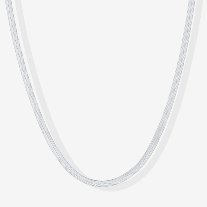 Silver snake chain necklace with sleek rounded link design