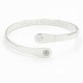 Silver engraved moon and heart cuff bracelet with small round charm plate