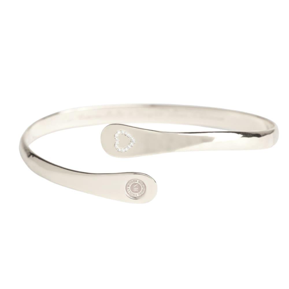 Silver mother-daughter engraved bracelet with heart-shaped charm