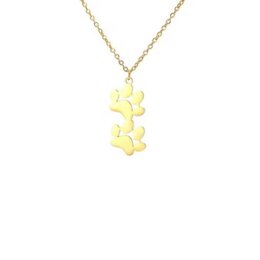 EverPaw Double Paw Print Necklace Gold