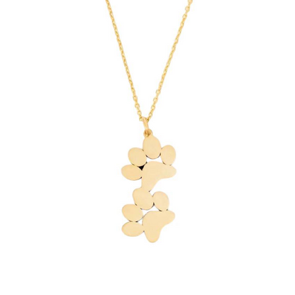 Gold-tone double paw print pendant necklace on a fine chain