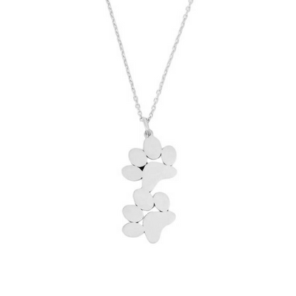 Silver-tone double paw print pendant necklace on a fine chain
