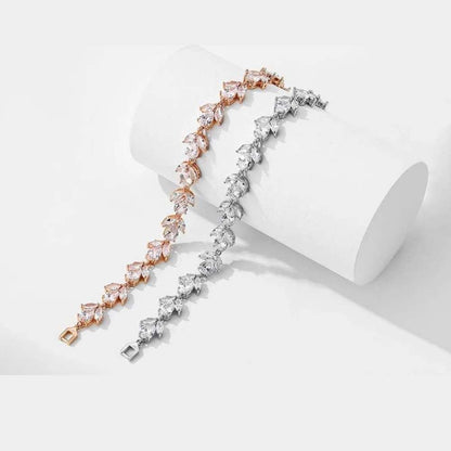 Flower Blossom Cubic Zirconia Tennis Bracelets with Marquise and Oval Cut AAA+ Cubic Zirconia