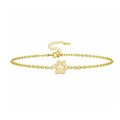 Gold paw-print link chain bracelet with heart paw charm and lobster clasp
