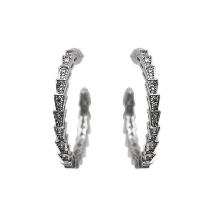Crystal Hoop Earrings Silver