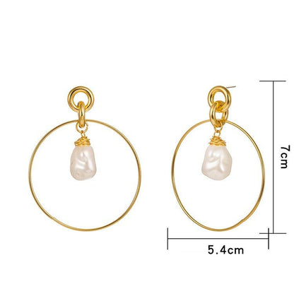 Drop Hoop Earrings with Simulated Pearl Drop