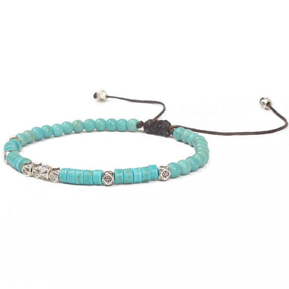 Friendship Bracelet Handwoven with Turquoise Beads