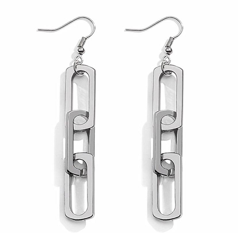Link Dangle Earrings Silver