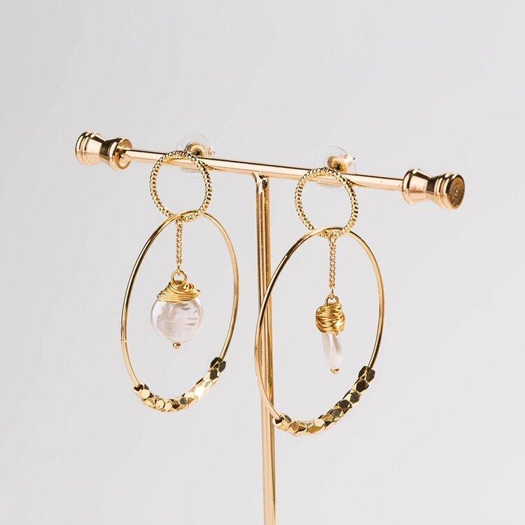 Pearl Double Hoop Earrings