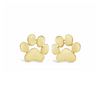 Gold paw print stud earrings with cluster design, rounded paw pad shape