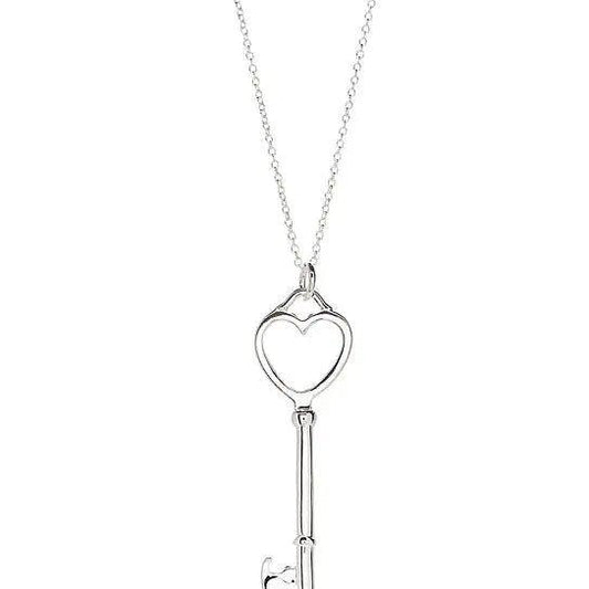 Heart locket and key pendant necklace, silver-tone chain and charm