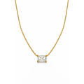 Gold-tone chain necklace with emerald-cut clear stone pendant
