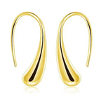 Gold teardrop dome hoop earrings, pair