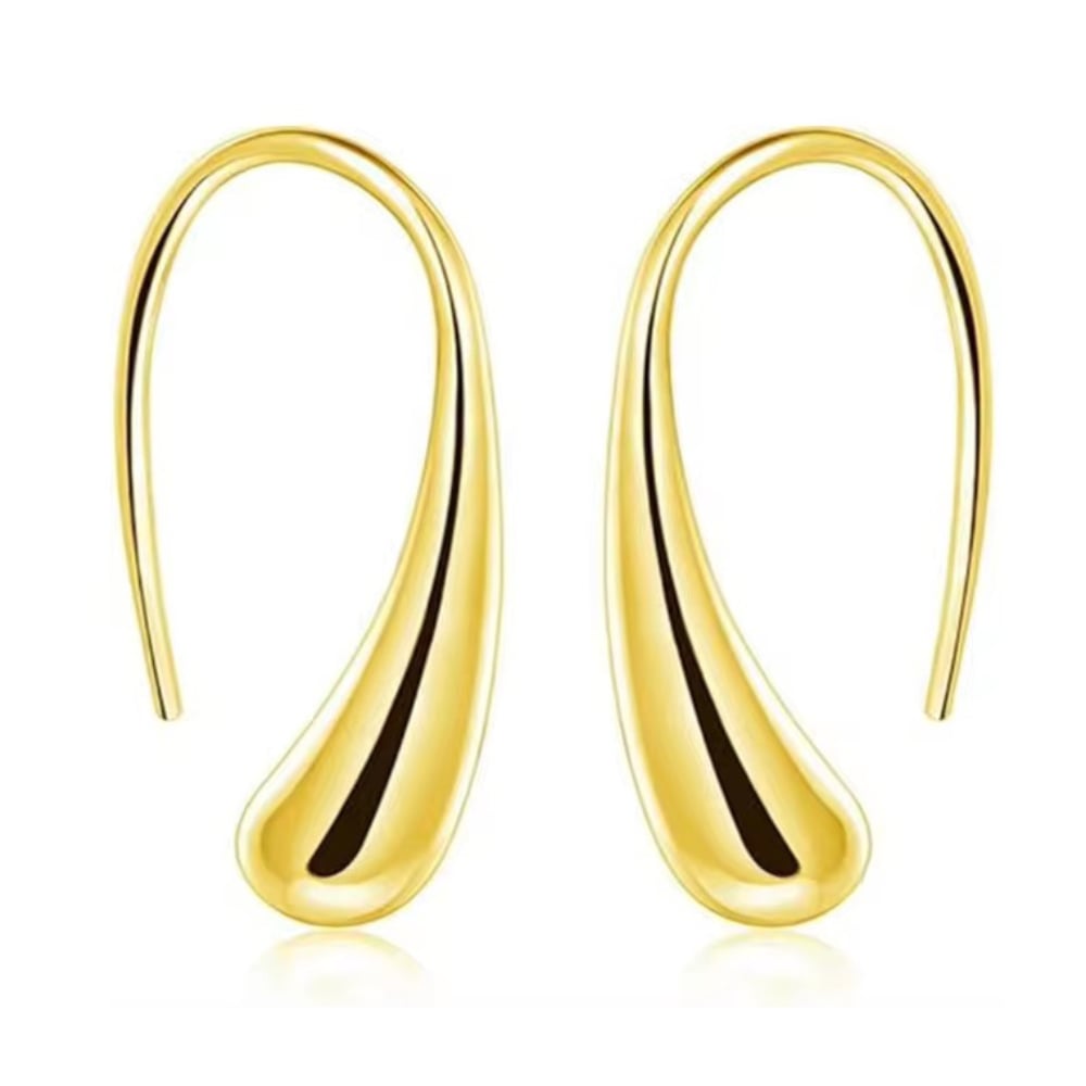 Gold teardrop dome hoop earrings, pair