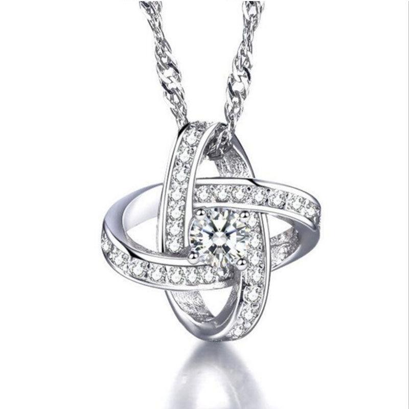 Knot Necklace With Cubic Zirconia Stones White Gold Love Knot Necklace