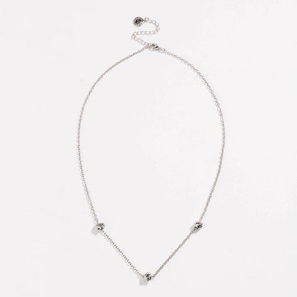 Silver-tone oval necklace with love-knot charms at the ends