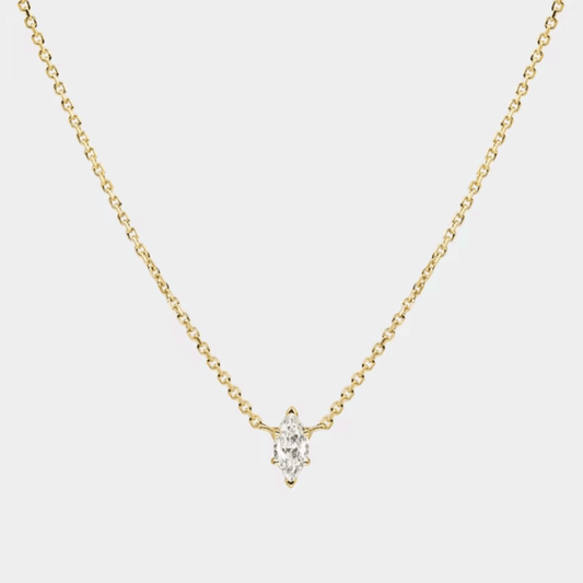 Dainty gold-tone cable chain necklace with marquise cubic zirconia pendant