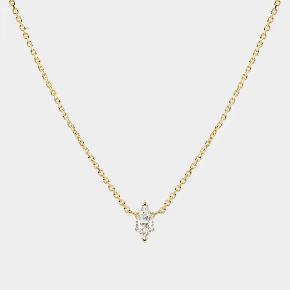 Dainty gold-tone cable chain necklace with marquise cubic zirconia pendant