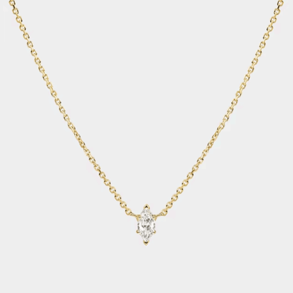 Dainty gold-tone cable chain necklace with marquise cubic zirconia pendant