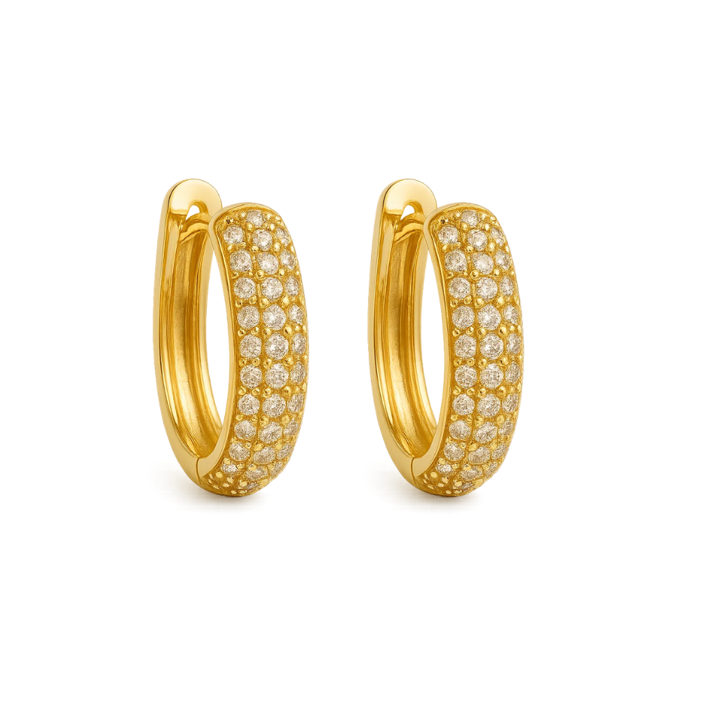 Gold pavé huggie hoop earrings
