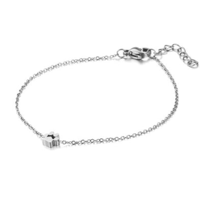 Silver-tone mini paw charm bracelet with adjustable chain and lobster clasp