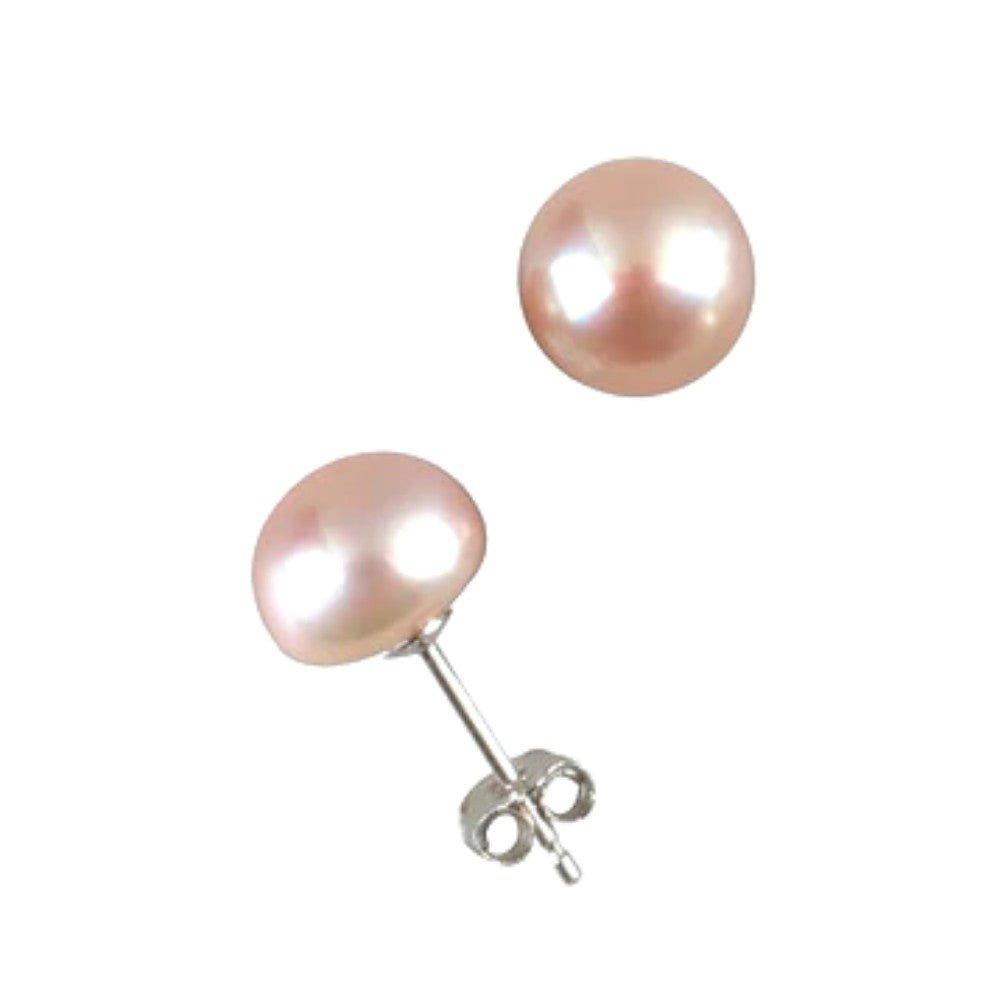Champagne pearl stud earring with silver-toned post and butterfly backing