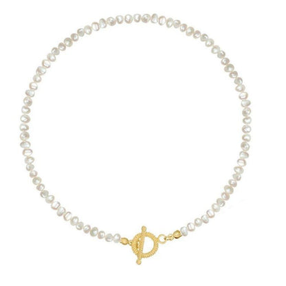 Freshwater pearl necklace with baroque pearls and gold D pendant