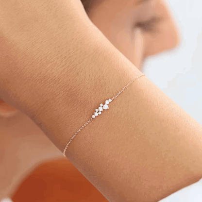 Silver-tone chain bracelet with round cubic zirconia cluster, adjustable links
