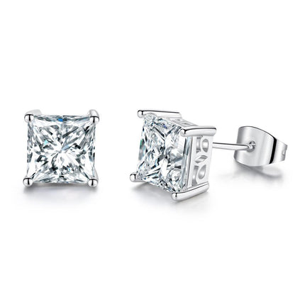 Princess Cut Stud Earrings Cubic Zirconia Stud Earrings