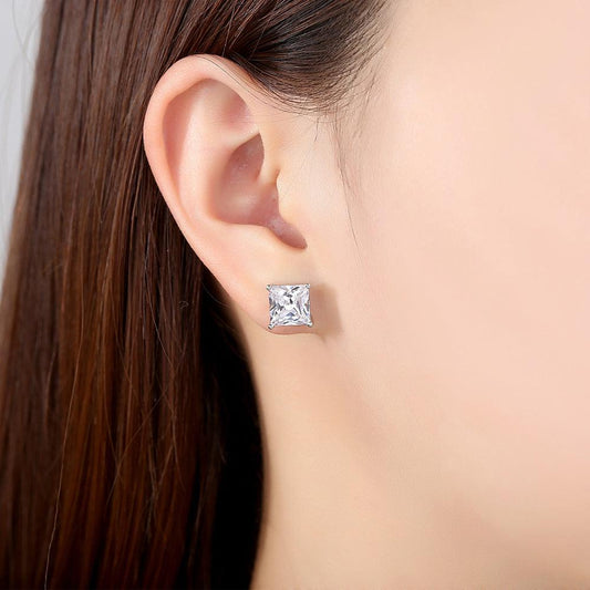 Princess Cut Stud Earrings Cubic Zirconia Stud Earrings