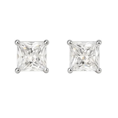 Half Carat Princess Cut Cubic Zirconia Stud Earrings