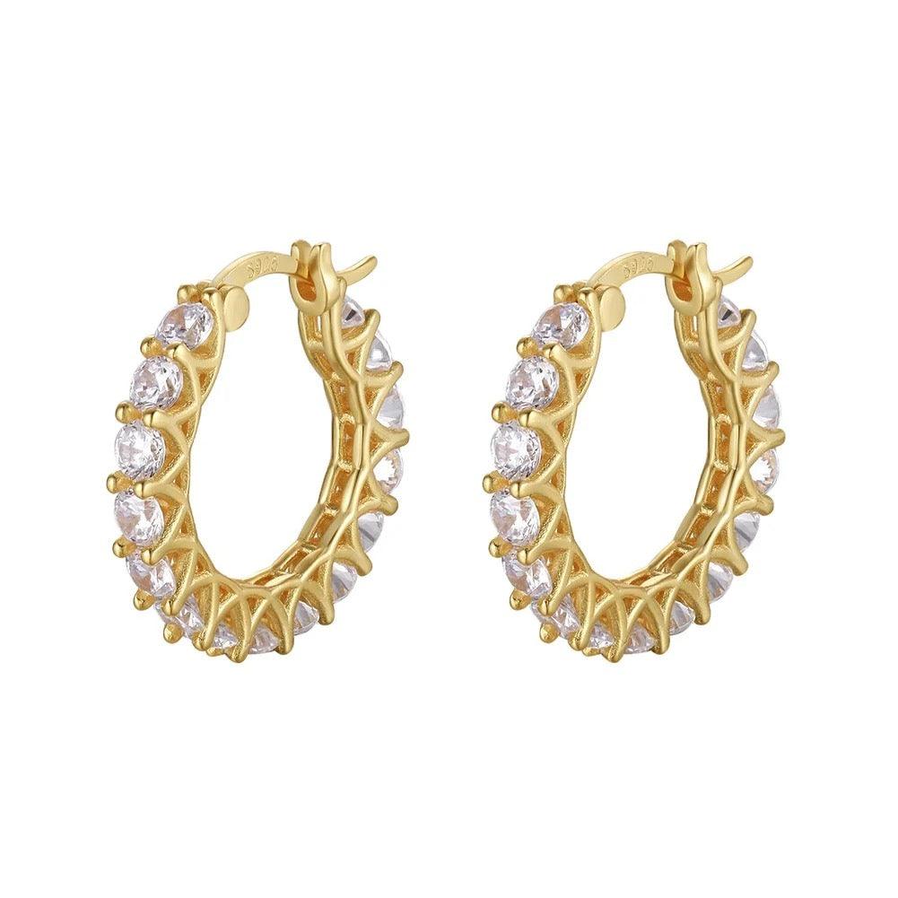Radiant Glamour Huggie Hoop Earrings Embellished with Sparkling Cubic Zirconia