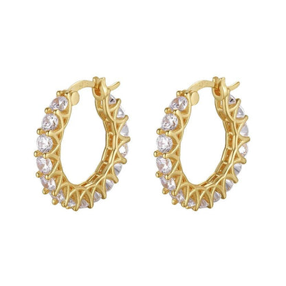 Radiant Glamour Huggie Hoop Earrings Embellished with Sparkling Cubic Zirconia